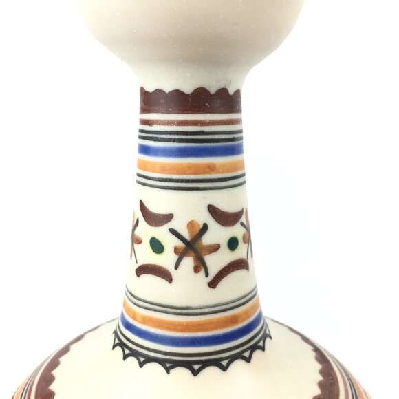 Vintage Boho Hand Painted Floral Salt Glaze Stoneware Decanter Vase Spain - Picture 2 of 5